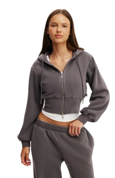 Cotton On Body Active Fleece Contour Zip Through In Gray