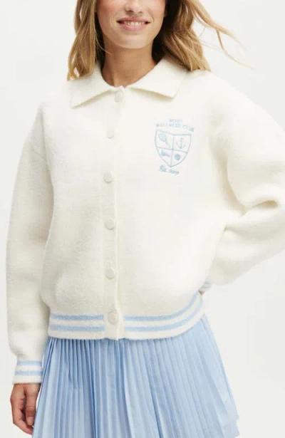 Cotton On Body Active Knitted Graphic Bomber In Coconut Milk Heritage Club