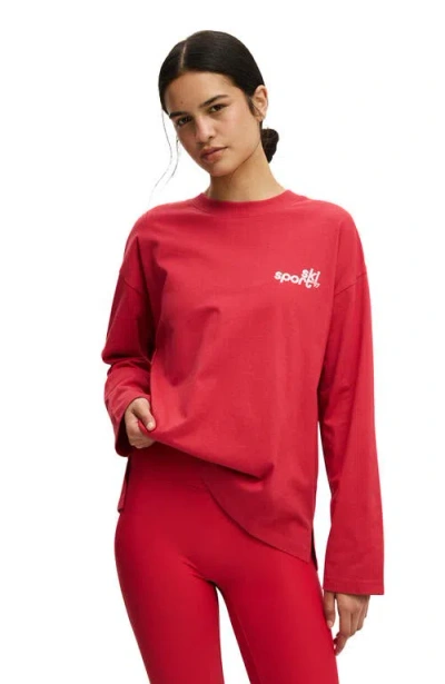 Cotton On Body Active Long Sleeve Graphic Crew In Red