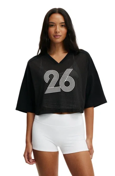 Cotton On Body Active Mesh Cropped Graphic Tee In Black