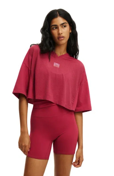 Cotton On Body Active Mesh Cropped Graphic Tee In Brown