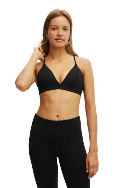 Cotton On Body Active Pinstripe High Apex Crop In Black