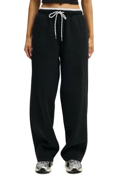 Cotton On Body Active Plush Double Waistband Sweatpant In Black