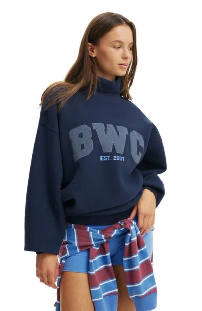 Cotton On Body Active Plush Funnel Neck Sweatshirt In Blue