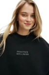 Cotton On Body Active Plush Graphic Crew Sweatshirt In Black