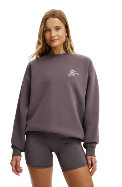 Cotton On Body Active Plush Graphic Crew Sweatshirt In Brown