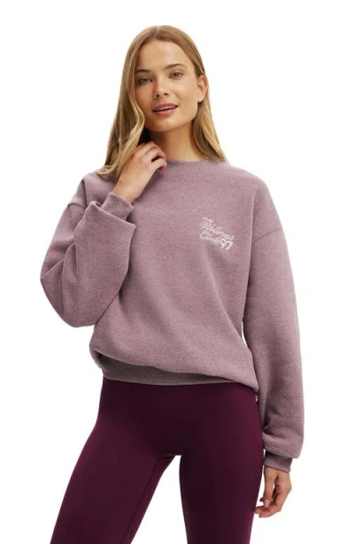 Cotton On Body Active Plush Graphic Crew Sweatshirt In Purple