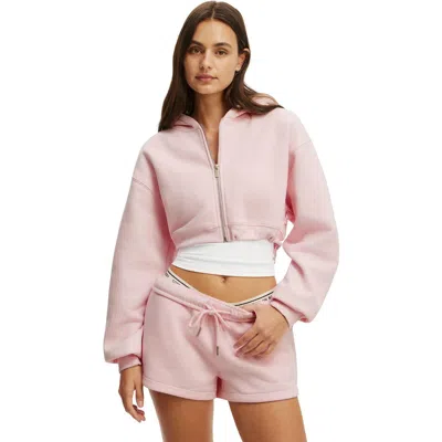 Cotton On Body Active Plush Micro Cropped Zip Through In Pink