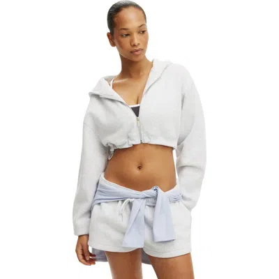 Cotton On Body Active Plush Micro Cropped Zip Through In White
