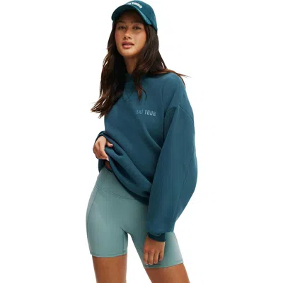 Cotton On Body Active Plush Mock Neck Sweatshirt In Blue