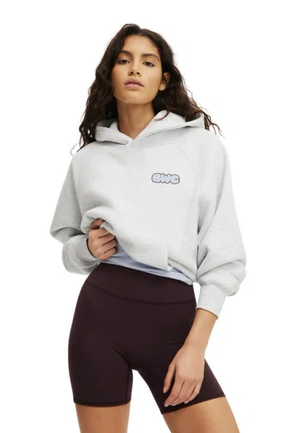 Cotton On Body Active Plush Premium Graphic Raglan Hoodie In Gray