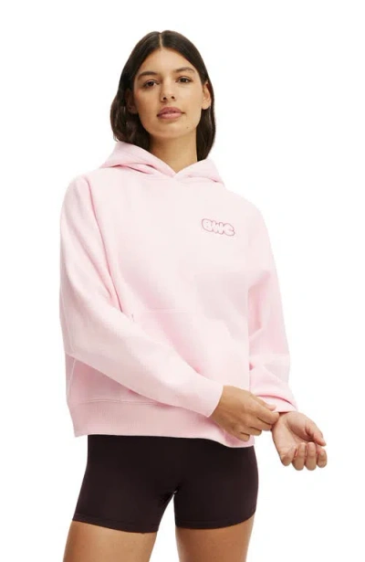 Cotton On Body Active Plush Premium Graphic Raglan Hoodie In Pink