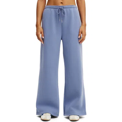 Cotton On Body Active Plush Tie Waist Wide Leg Sweatpant In Blue