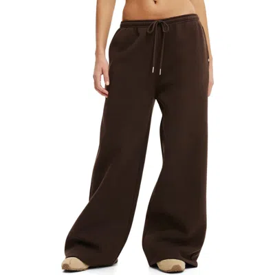Cotton On Body Active Plush Tie Waist Wide Leg Sweatpant In Brown