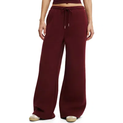 Cotton On Body Active Plush Tie Waist Wide Leg Sweatpant In Gingerberry