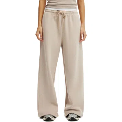Cotton On Body Active Plush Tie Waist Wide Leg Sweatpant In White