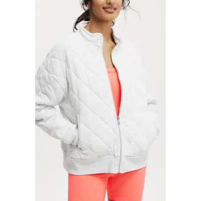 Cotton On Body Active Quilted Zip Through In Cloudy Grey Marle