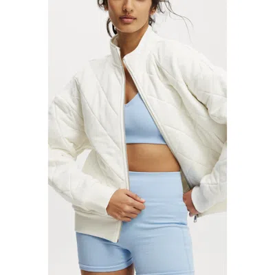 Cotton On Body Active Quilted Zip Through In Coconut Milk