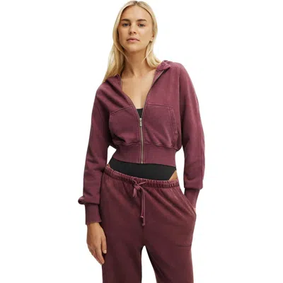 Cotton On Body Active Raglan Zip Through Hoodie In Burgundy