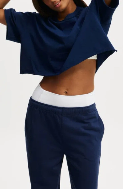 Cotton On Body Active Relaxed Cropped Tshirt In Heritage Blue Coconut Milk