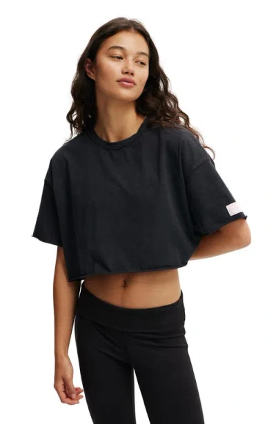 Cotton On Body Active Relaxed Cropped Tshirt In Washed Black Body Wellness