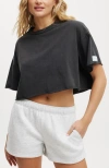 Cotton On Body Active Relaxed Cropped Tshirt In Washed Element Blue Body