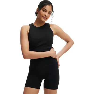 Cotton On Body Active Rib Curved Hem Tank In Black