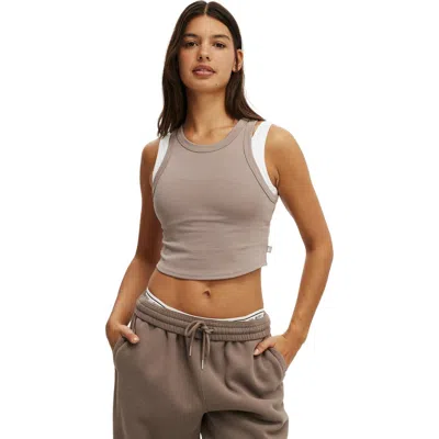 Cotton On Body Active Rib Curved Hem Tank In Brown