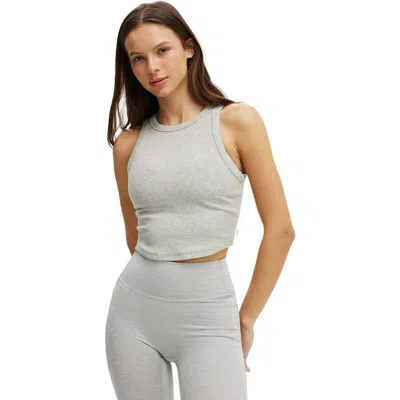Cotton On Body Active Rib Curved Hem Tank In Gray