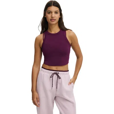 Cotton On Body Active Rib Curved Hem Tank In Purple