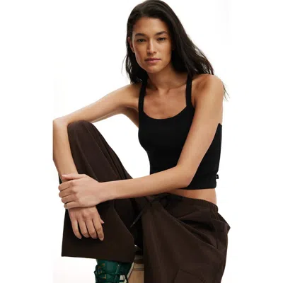 Cotton On Body Active Rib T-bar Cropped Tank In Black