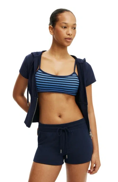 Cotton On Body Active Sculpt Fleece Cap Sleeve Zip Through In Prep Sport Navy