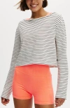Cotton On Body Active Stripe Longsleeve In Blackcoconut Milk Stripe