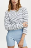Cotton On Body Active Stripe Longsleeve In Dark Waterwhite Stripe