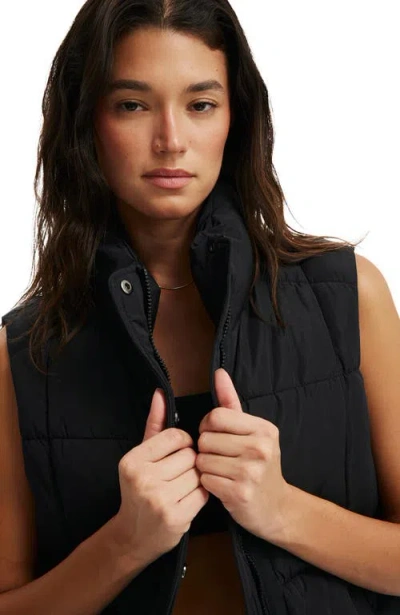 Cotton On Body Active The Mother Puffer Quilted Vest In Black