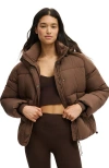 Cotton On Body Active The Mother Puffer Removable Hood Jacket In Brown