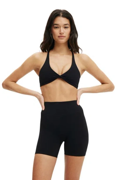 Cotton On Body Active Ultra Luxe Twist Front Crop In Black