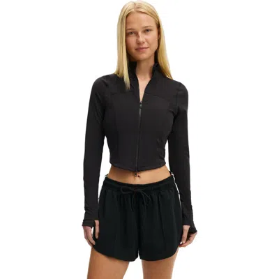 Cotton On Body Active Ultra Soft Contour Long Sleeve Zip Through In Black