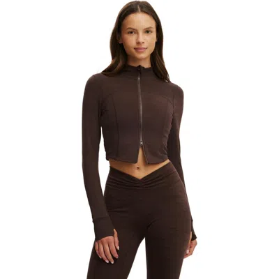 Cotton On Body Active Ultra Soft Contour Long Sleeve Zip Through In Brown