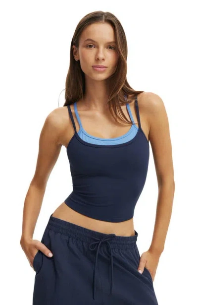 Cotton On Body Active Ultra Soft Contrast Layer Tank In Blue