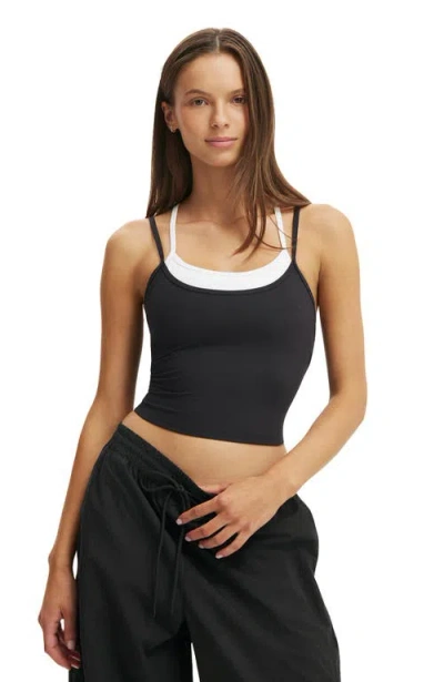 Cotton On Body Active Ultra Soft Contrast Layer Tank In Black