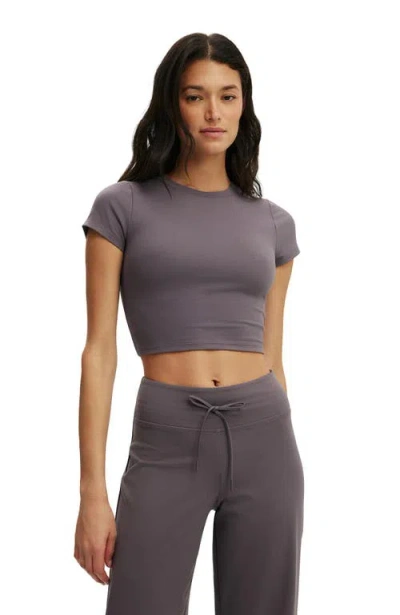 Cotton On Body Active Ultra Soft Cropped Fitted Tshirt In Brown