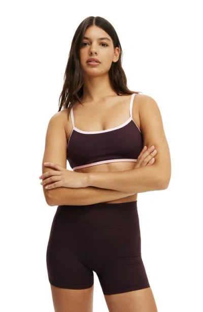 Cotton On Body Active Ultra Soft Double Strap Back Crop In Purple