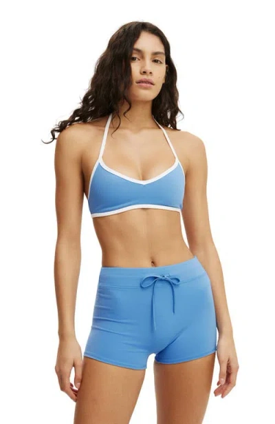 Cotton On Body Active Ultra Soft Halter Open Back Crop In Blue