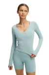Cotton On Body Active Ultra Soft Plunge Front Long Sleeve In Blue