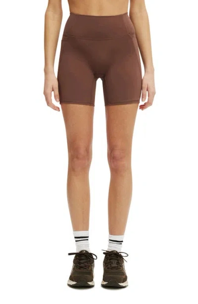 Cotton On Body Active Ultra Soft Side Pocket Bike Short In Brown
