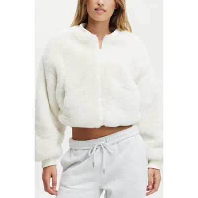 Cotton On Body Ariel Faux Fur Bomber Jacket In Coconut Milk