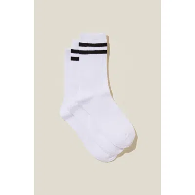 Cotton On Body Body Crew Socks 3pk In White Black Stripe