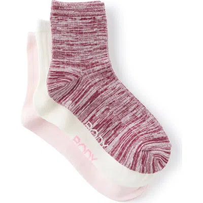 Cotton On Body Body Mid Crew Socks 3pk In Deep Red Cherry Dream