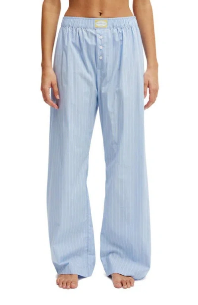 Cotton On Body Boyfriend Boxer Pant In Light Blue White Stripe